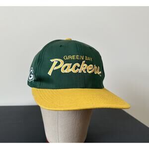 Vintage Sports Specialties Green Bay Packers Hat Snapback Script NFL Green‎ Cap